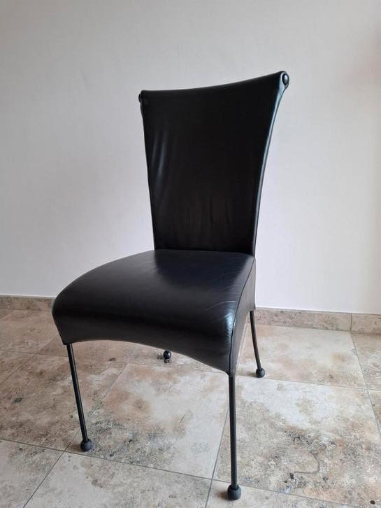 6 lederen stoelen, Huis en Inrichting, Stoelen, Zo goed als nieuw, Vijf, Zes of meer stoelen, Leer, Zwart, Ophalen of Verzenden