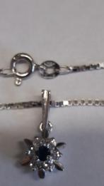 18K witgouden hanger, Blauw, Nieuw, Ophalen of Verzenden, Met edelsteen