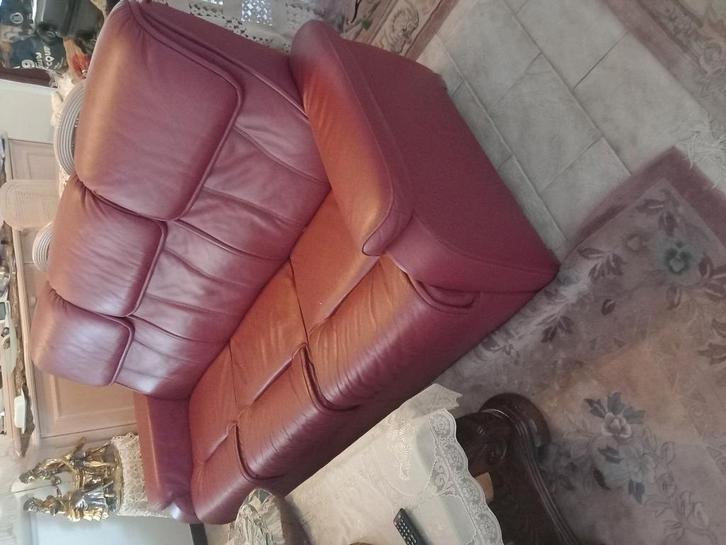 Leren salonset 3+2+2, Huis en Inrichting, Zetels | Complete zithoeken, Zo goed als nieuw, Ophalen