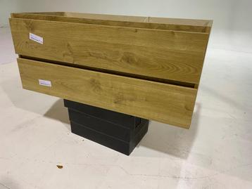 Wastafelonderkast 120 x 55 cm ruwe eik 2 lades NIEUW X2O disponible aux enchères