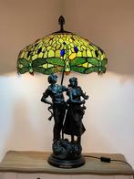 XXL tiffanylamp met bronzen beeld 90 cm hoog 55 cm diameter, Antiek en Kunst, Ophalen of Verzenden