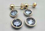 Gouden Vintage oorbellen met edelsteen topaas. 2025/497., Blauw, Nieuw, Ophalen of Verzenden, Met edelsteen