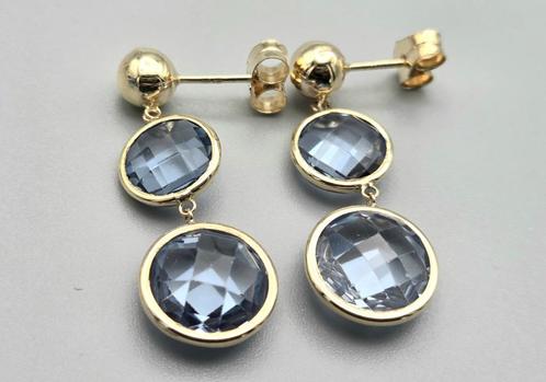 Gouden Vintage oorbellen met edelsteen topaas. 2025/497., Handtassen en Accessoires, Oorbellen, Nieuw, Knopjes of Stekers, Goud