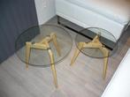 2 design bijzettafels, Ophalen, Zo goed als nieuw, Rond, Glas