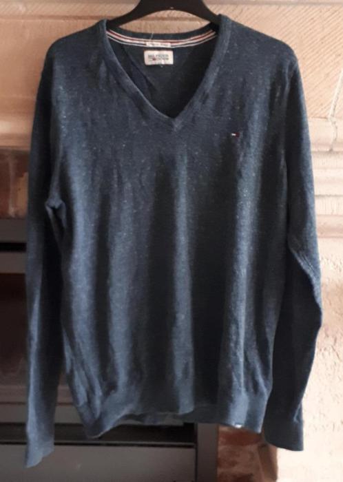 Hilfinger Denim - trui LM - Vhals - maat L - navyblauw, Kleding | Heren, Truien en Vesten, Gedragen, Maat 52/54 (L), Blauw, Verzenden