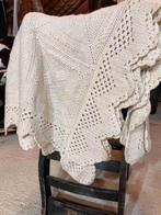 Brocante Grand foulard woonkleed gehaakt ecru 226/135, Maison & Meubles, Enlèvement ou Envoi