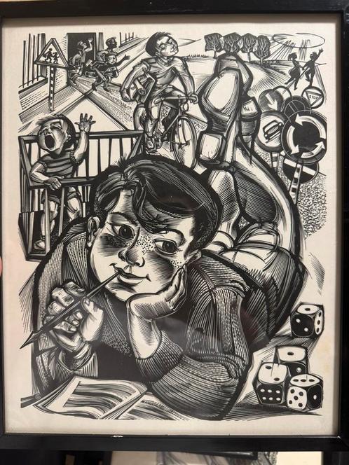 Twee originele grafische prenten in kader, Gerard Gaudaen, Antiek en Kunst, Kunst | Tekeningen en Fotografie, Ophalen