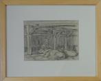 JAN VAERTEN / KOEIEN IN DE STAL / ORIGINEEL WERK / 44x54cm, Ophalen of Verzenden