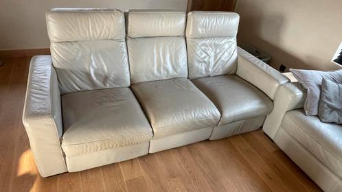 Gratis Lederen zetel 2-zit + 3-zit met elektrische relax, Huis en Inrichting, Zetels | Zetels, Gebruikt, Rechte bank, Leer, Ophalen