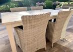 Set: stevige houten tuintafel met 4 stoelen, Tuin en Terras, Tuintafels, Ophalen, Gebruikt, Rechthoekig, Teakhout