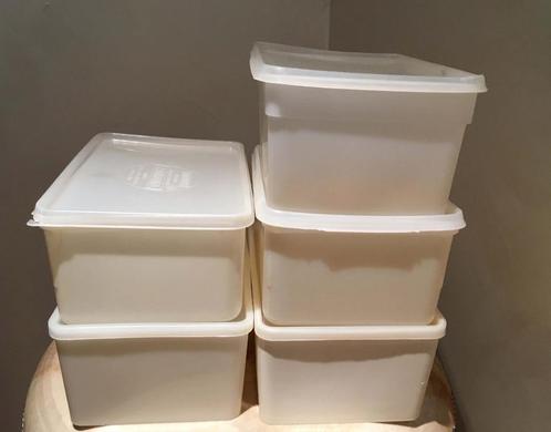 5 boîtes de rangement/conservation + couvercles en tr. b. ét, Maison & Meubles, Cuisine| Tupperware, Comme neuf, Boîte, Enlèvement ou Envoi