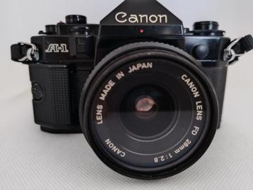 Canon A1 Camera met een Canon 28mm 1:2.8 met originele riem beschikbaar voor biedingen