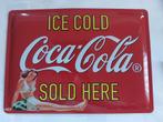 COCA-COLA - metalen reclamebord - 23cm x 32cm, Ophalen, Gebruikt