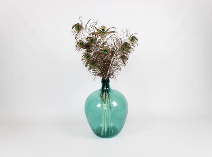 blauwe dame jeanne, mondgeblazen, 19eeuw, Huis en Inrichting, Woonaccessoires | Vazen, Gebruikt, Blauw, 50 tot 75 cm, Glas, Ophalen