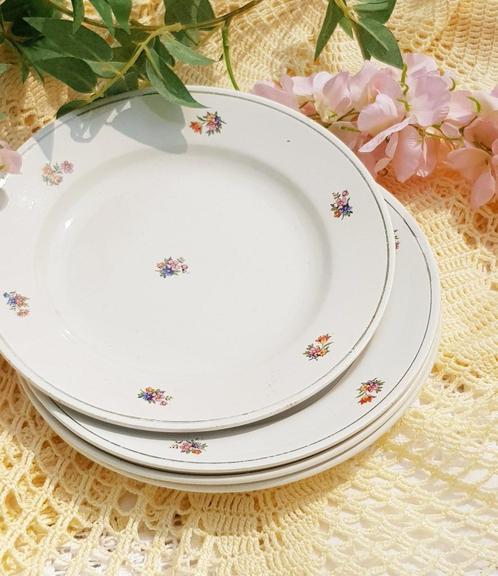 LOT 4 vintage borden en St Amand „Terre de fer”, Antiek en Kunst, Antiek | Servies los, Ophalen of Verzenden