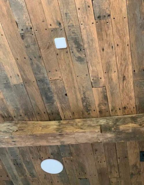 Oude eiken planken met oorspronkelijke nagelkopjes, Doe-het-zelf en Bouw, Hout en Planken, Eiken, Ophalen of Verzenden