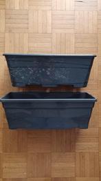Lot bundel 2 bloembakken jardinières 40cm grijs gris, Tuin en Terras, Bloembakken en Plantenbakken, Ophalen, Kunststof, Minder dan 30 cm