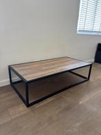 Zwart metaal, eiken houten salontafel, Ophalen, Gebruikt, 100 tot 150 cm, 50 tot 100 cm