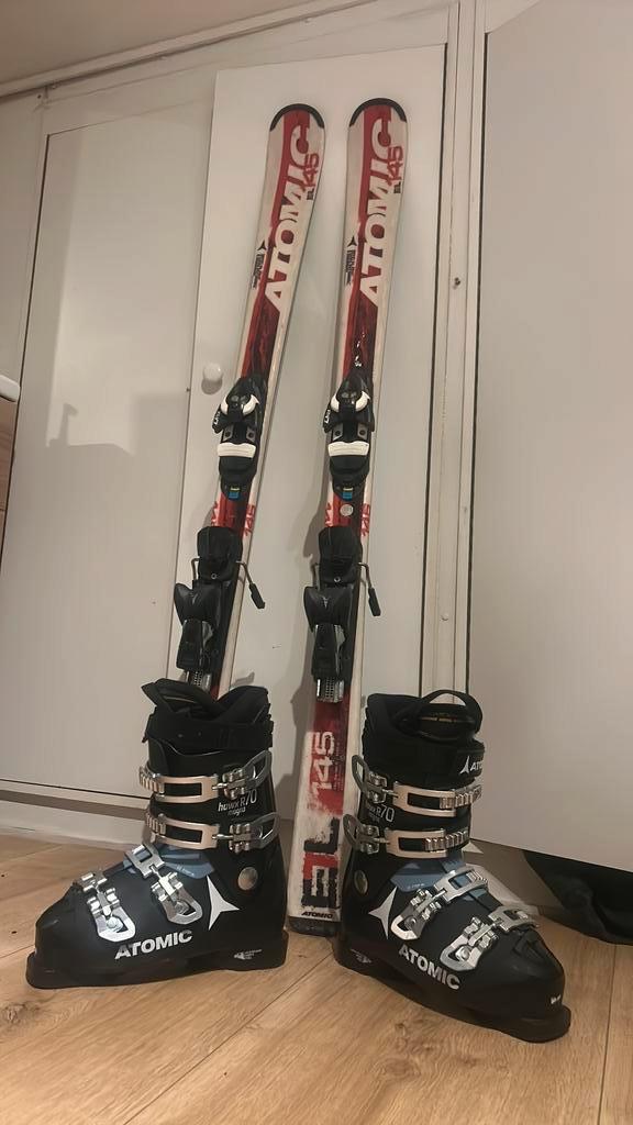 Complete set ski+ botten + stokken, Sport en Fitness, Skiën en Langlaufen, Zo goed als nieuw, Stokken, Ski, Atomic, Ophalen