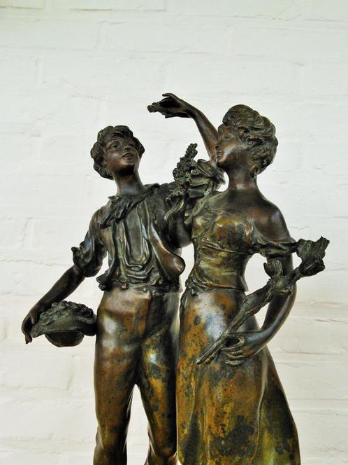 É.F. Rousseau - groot sculptuur Lilas et cerises, Antiek en Kunst, Kunst | Beelden en Houtsnijwerken, Ophalen of Verzenden