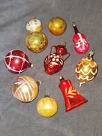 Set van 9 antieke glazen kerstballen, Diversen, Kerst, Ophalen of Verzenden, Gebruikt