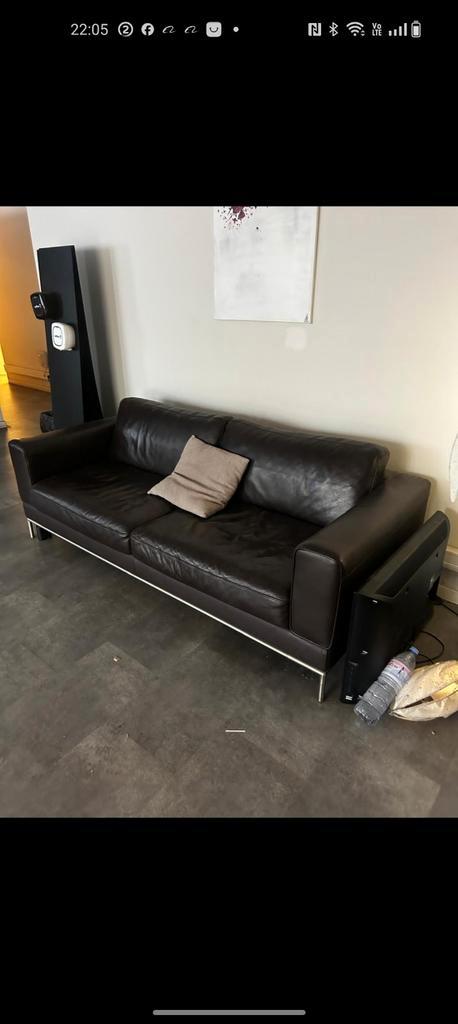 Mooie kwaliteit retro vintage lederen zetel, Huis en Inrichting, Zetels | Complete zithoeken, Ophalen