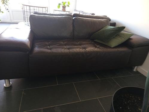 zetel dik leder bruin 2,5 zit, Huis en Inrichting, Zetels | Complete zithoeken, Gebruikt, Leer, Ophalen