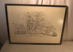 Mooie Tekening 'Centrum van het Dorpje' - Jef wouters, Ophalen of Verzenden