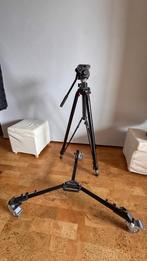 MANFROTTO STATIEF 501 HDV MET ROLLETJES, Audio, Tv en Foto, Fotografie | Statieven en Balhoofden, Ophalen, Gebruikt, Driepoot