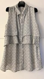 MS Mode wit-grijze mouwloze blouse met volants en print, Wit, Maat 46/48 (XL) of groter, Ophalen of Verzenden, Zo goed als nieuw