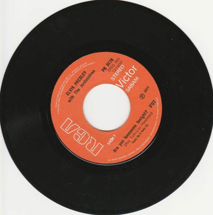 Single 45T (7"):« Are you lonesome tonight ?» Elvis Presley., CD & DVD, Vinyles | Rock, Utilisé, Pop rock, Autres formats, Enlèvement ou Envoi