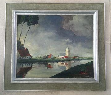 Wit kerkje aan riviertje - Isidore Verheyden (1846-1905) beschikbaar voor biedingen