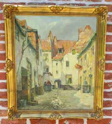 Felix Eyskens (1882-1968) Ancienne ruelle animée 