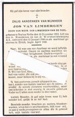 Oorlog. Van Limbergen Jos. ° Baelen-Nethe 1913 † Elrich 1945, Ophalen of Verzenden