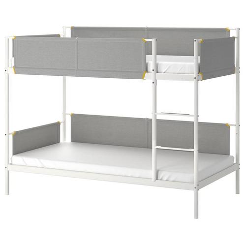 IKEA VITVAL stapelbed – wit/lichtgrijs – 90x200 cm, Huis en Inrichting, Slaapkamer | Stapelbedden en Hoogslapers, Zo goed als nieuw
