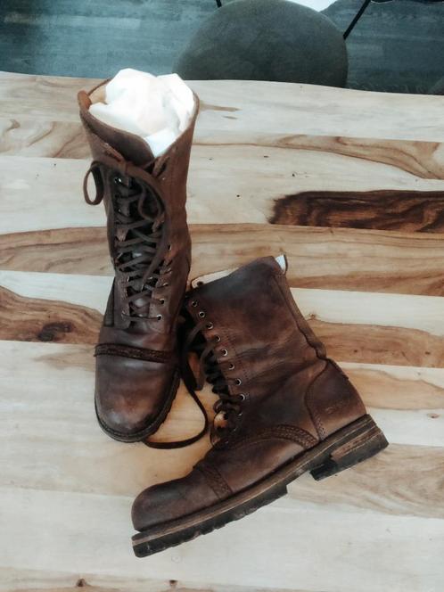 Kwalitatieve combat laarzen Leder binnen en buitenkant, hoog, Kleding | Heren, Schoenen, Gedragen, Boots, Bruin, Ophalen of Verzenden
