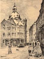 Albert DANDOY « Namur rue de Bruxelles » dessin lithographié, Antiek en Kunst