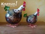 2 poules en céramique décorée, Verzamelen, Dierenverzamelingen, Boerderijdier, Zo goed als nieuw, Ophalen