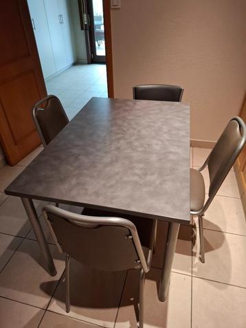 Rechthoekige keukentafel met 4 stoelen, Enlèvement, Comme neuf