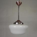 Art Deco hanglamp met wit glazen kap, jaren 30, Antiek en Kunst, Ophalen of Verzenden