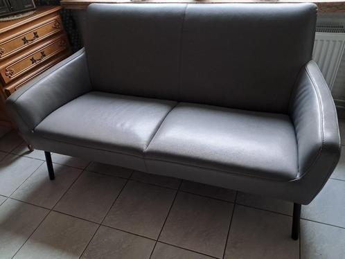 zetel in grijs leder (vintage look), Huis en Inrichting, Zetels | Zetels, Zo goed als nieuw, Ophalen