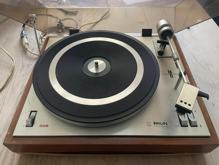 vintage platenspeler Philips 308, Audio, Tv en Foto, Platenspelers, Gebruikt, Platenspeler, Philips, Automatisch, Ophalen