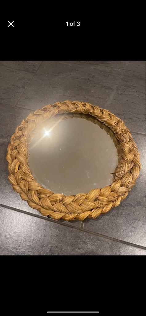 Miroir rond et courante blanc decoration, Enlèvement, Comme neuf, Rond