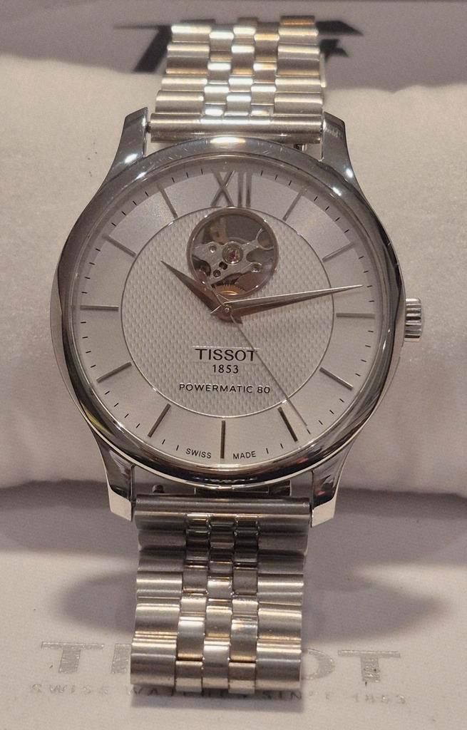Tissot powermatic 80 open hart full set, Handtassen en Accessoires, Horloges | Heren, Zo goed als nieuw, Breitling, Ophalen of Verzenden