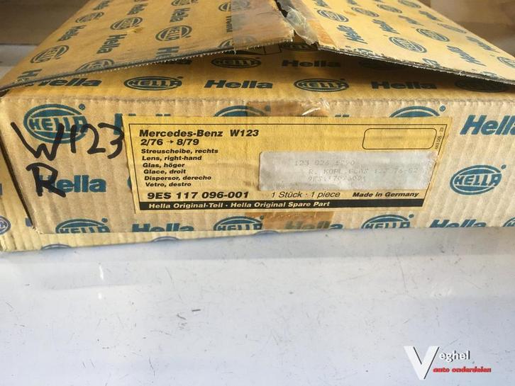 Mercedes W123 koplampglas Hellah nieuw Rechtsvoor, Auto-onderdelen, Verlichting, Gebruikt, Ophalen of Verzenden