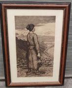 Gravure hiercheuse signe Victor dieu, Enlèvement ou Envoi