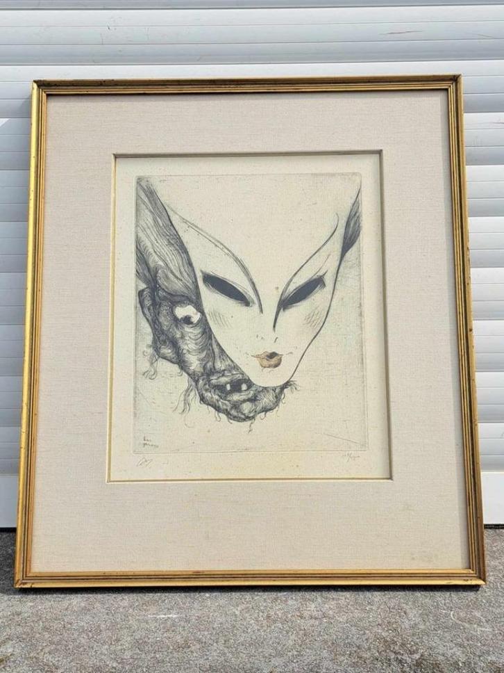 eau forte Signe ben genaux, Antiek en Kunst, Kunst | Etsen en Gravures, Ophalen of Verzenden