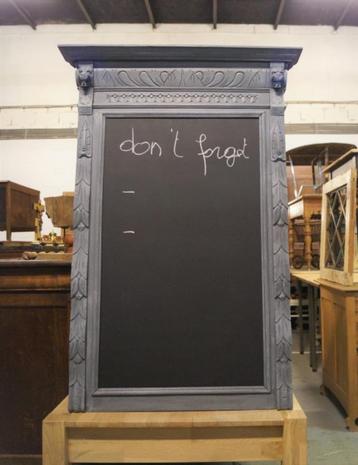 Antiek brocante krijtbord in eiken hout H 120cm B 70cm beschikbaar voor biedingen