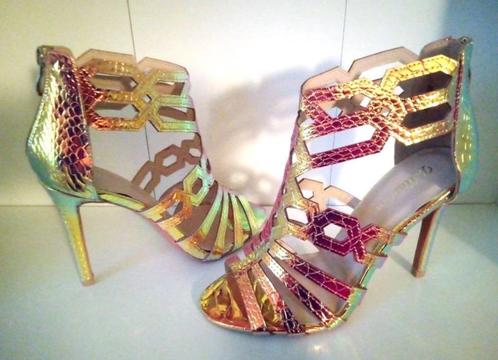 Sandalen/hoge hakken - Holografisch goud - 36 of 37, Kleding | Dames, Schoenen, Nieuw, Schoenen met hoge hakken, Overige kleuren