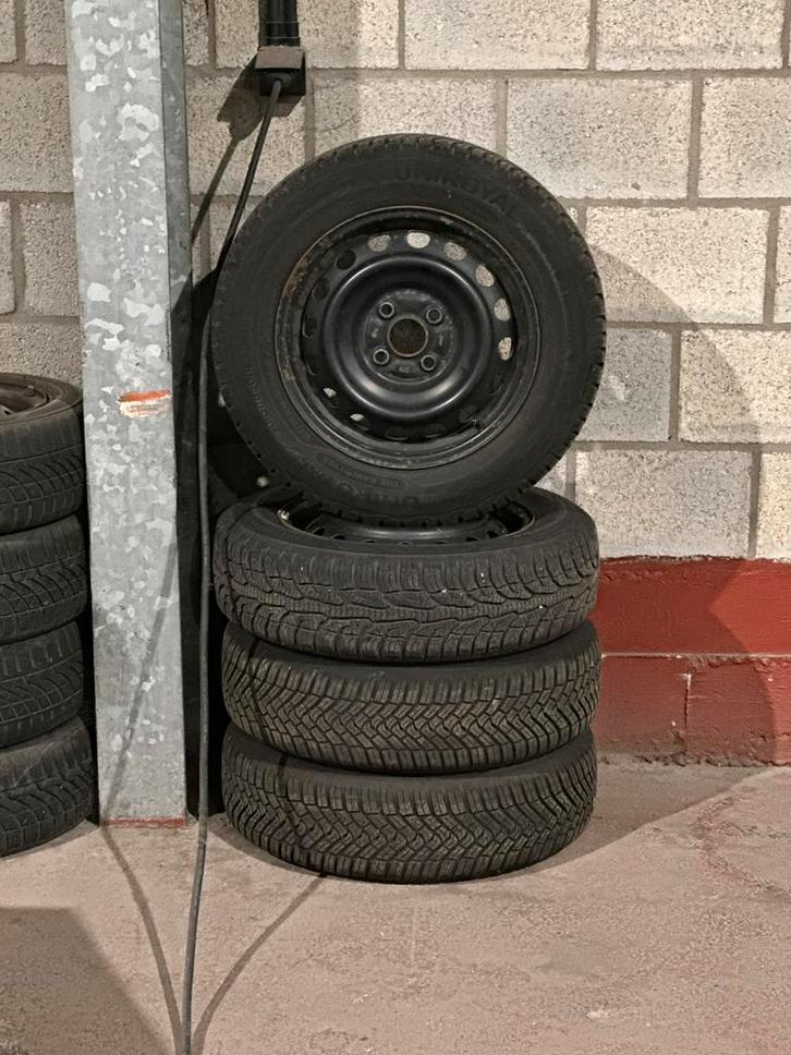 Set stalen velgen 14 inch 4X100 met 4 seizoensbanden, Auto-onderdelen, Banden en Velgen, Band(en), All Season, 14 inch, Ophalen